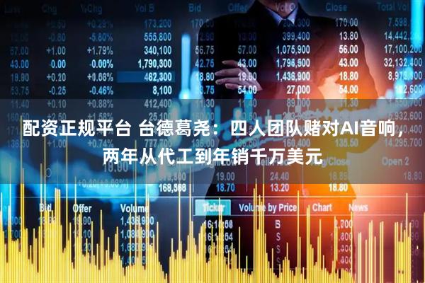 配资正规平台 台德葛尧：四人团队赌对AI音响，两年从代工到年销千万美元